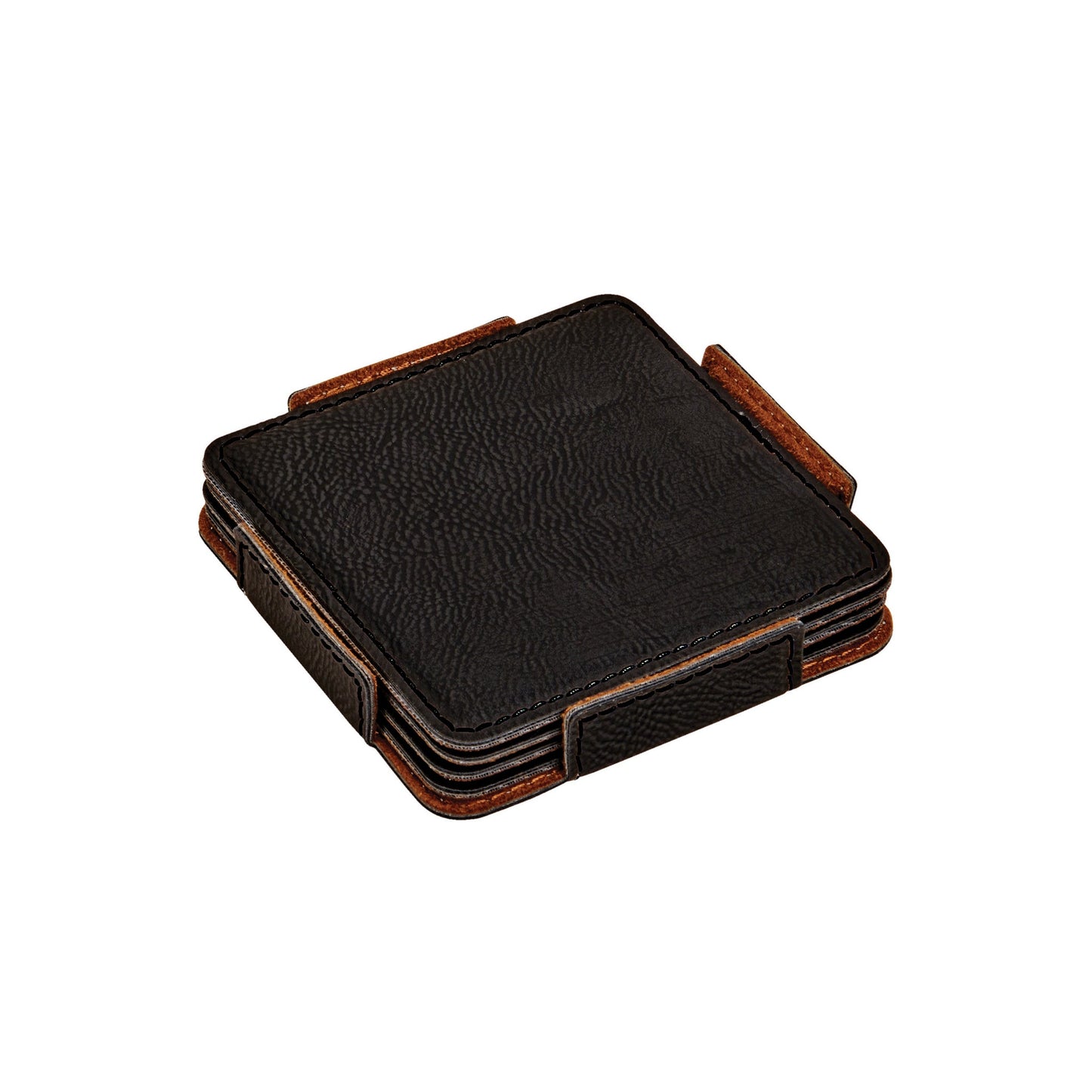 Luxury Black Leatherette Whiskey Coaster Set — Ideal Gift for Whiskey Lovers