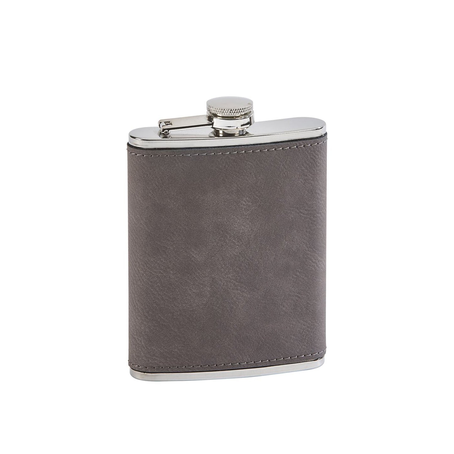 Leatherette Flask Grey 8 Oz Cap - Premium Hip Flask
