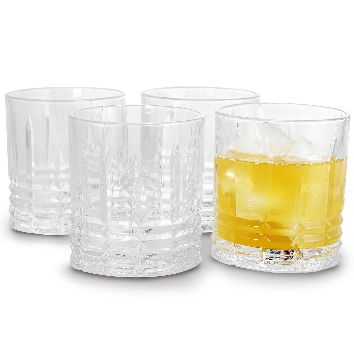 TWW - 4 Piece 11oz Double Old Fashioned Glass Set - Premium Whiskey Glasses