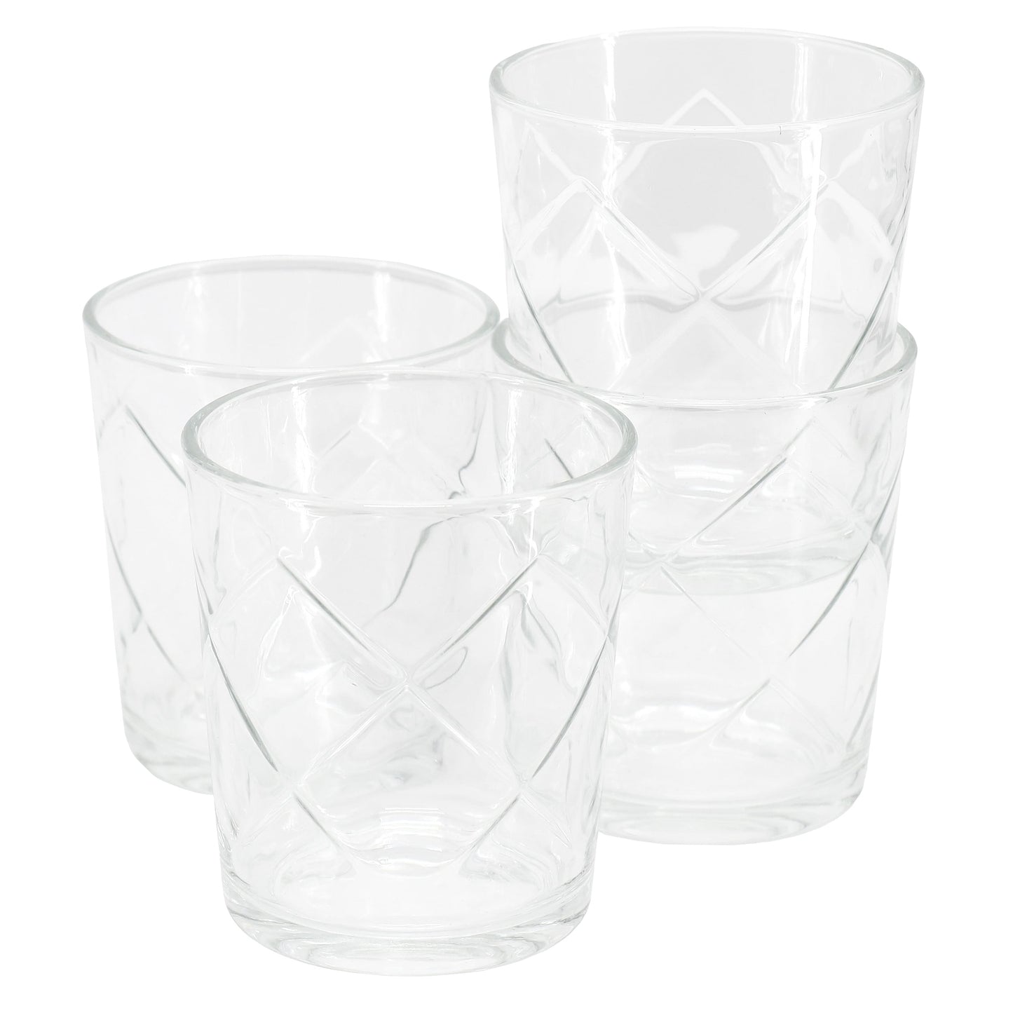 TWW - Lattice 4 Piece 13.5oz Double Old-Fashioned Glass Set - Premium Glasses