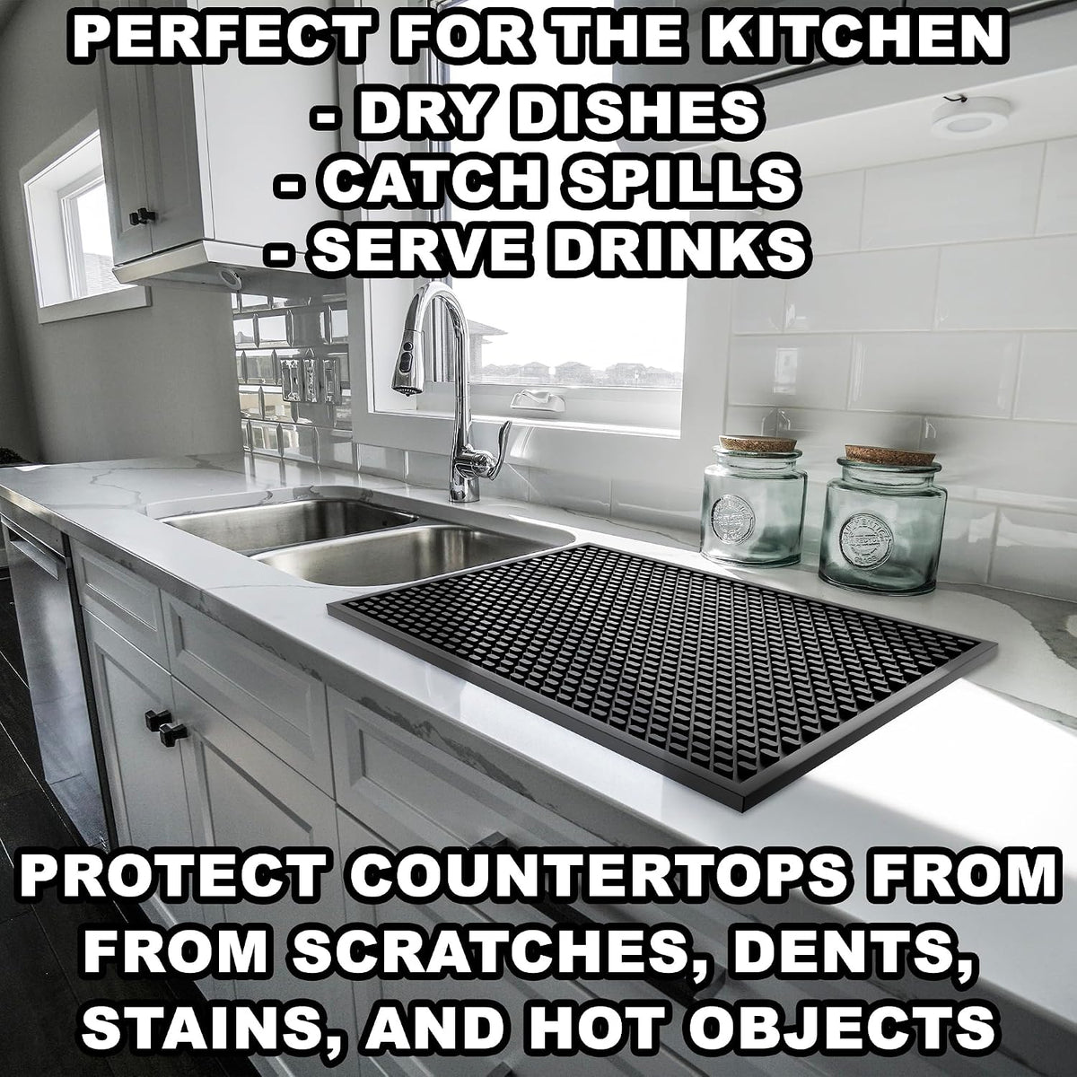 Silicone Bar Mat 2 Pack - 18 X 12 in Coffee Bar Mats for Countertop