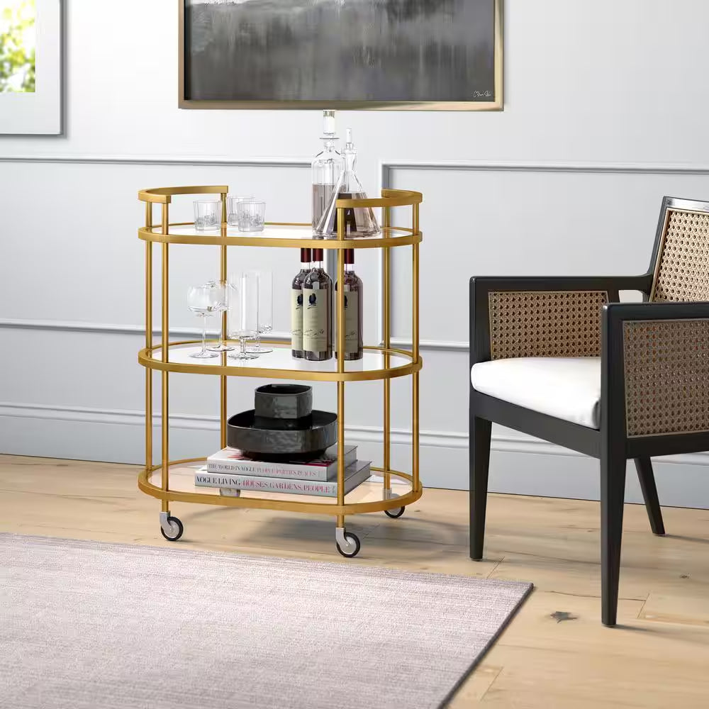 Leif Brass round Bar Cart