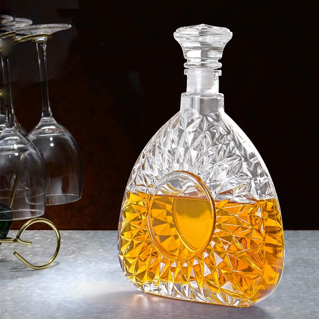 Liquor Decanter, Glass Decanter with Airtight Stopper, Decanter Bottle for Whiskey, Brandy, Scotch, Bourbon, 25Oz/750Ml