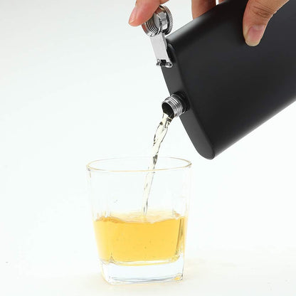 8 Oz Matte Black Pocket Liquor Whiskey Hip Flask with Funnel, Stainless Steel and Leak Proof