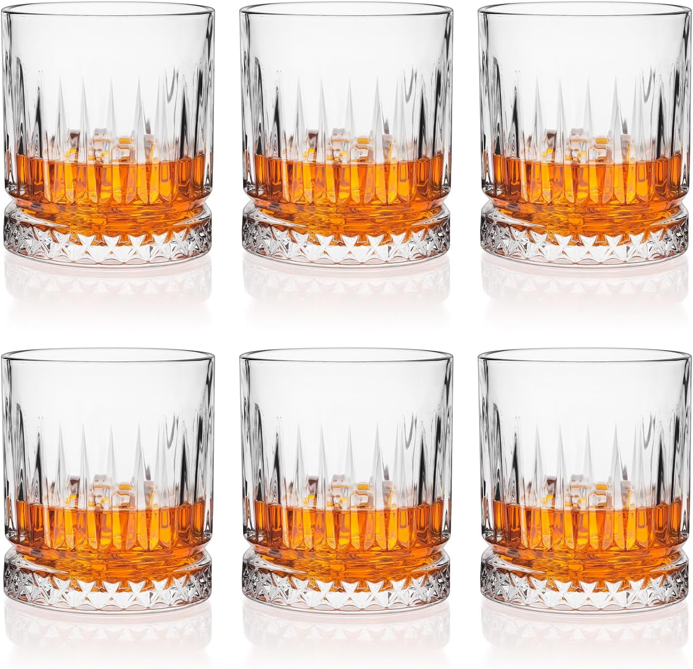 Whiskey Glasses Set of 6, 11Oz Old Fashioned Cocktail Glasses, Lead-Free Crystal Scotch Bourbon Glass, Whiskey Tumblers for Scotch Bourbon