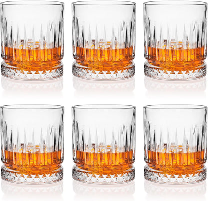 Whiskey Glasses Set of 6, 11Oz Old Fashioned Cocktail Glasses, Lead-Free Crystal Scotch Bourbon Glass, Whiskey Tumblers for Scotch Bourbon