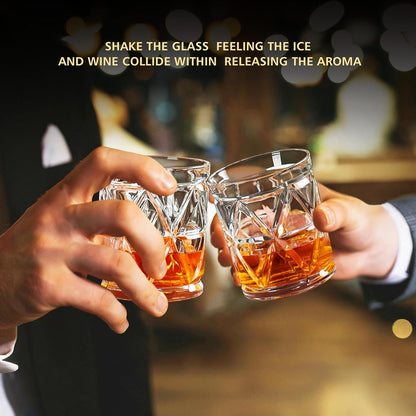 Whiskey Glasses, Bourbon Glass 9.5 Oz, Whiskey Glasses Set of 2, Old Fashioned Glasses, Whisky Glass Sets, Rocks Glasses for Bourbon, Scotch, Cognac, Cocktails, Dishwasher Safe Christmas