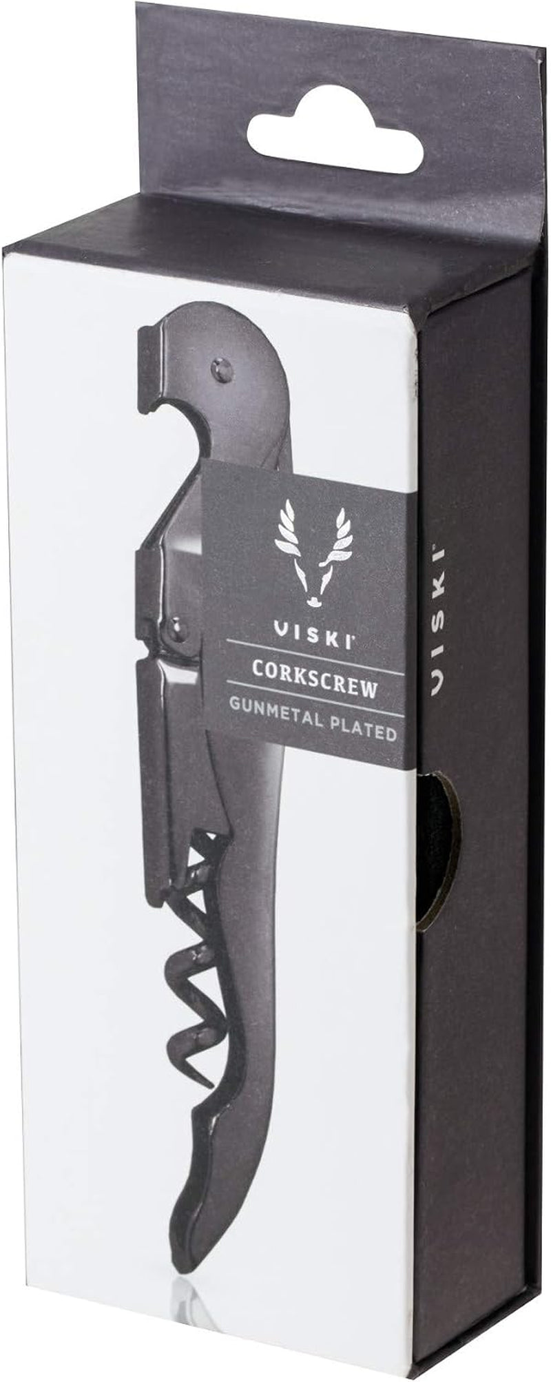 Gunmetal Signature Double Hinged Waiters Corkscrew Wine Opener, Stainless Steel with Built-In Bottle Opener & Foil Cutter for Home Bar, Kitchen, Travel, Gifts for Wine Lovers, Set of 1, Black
