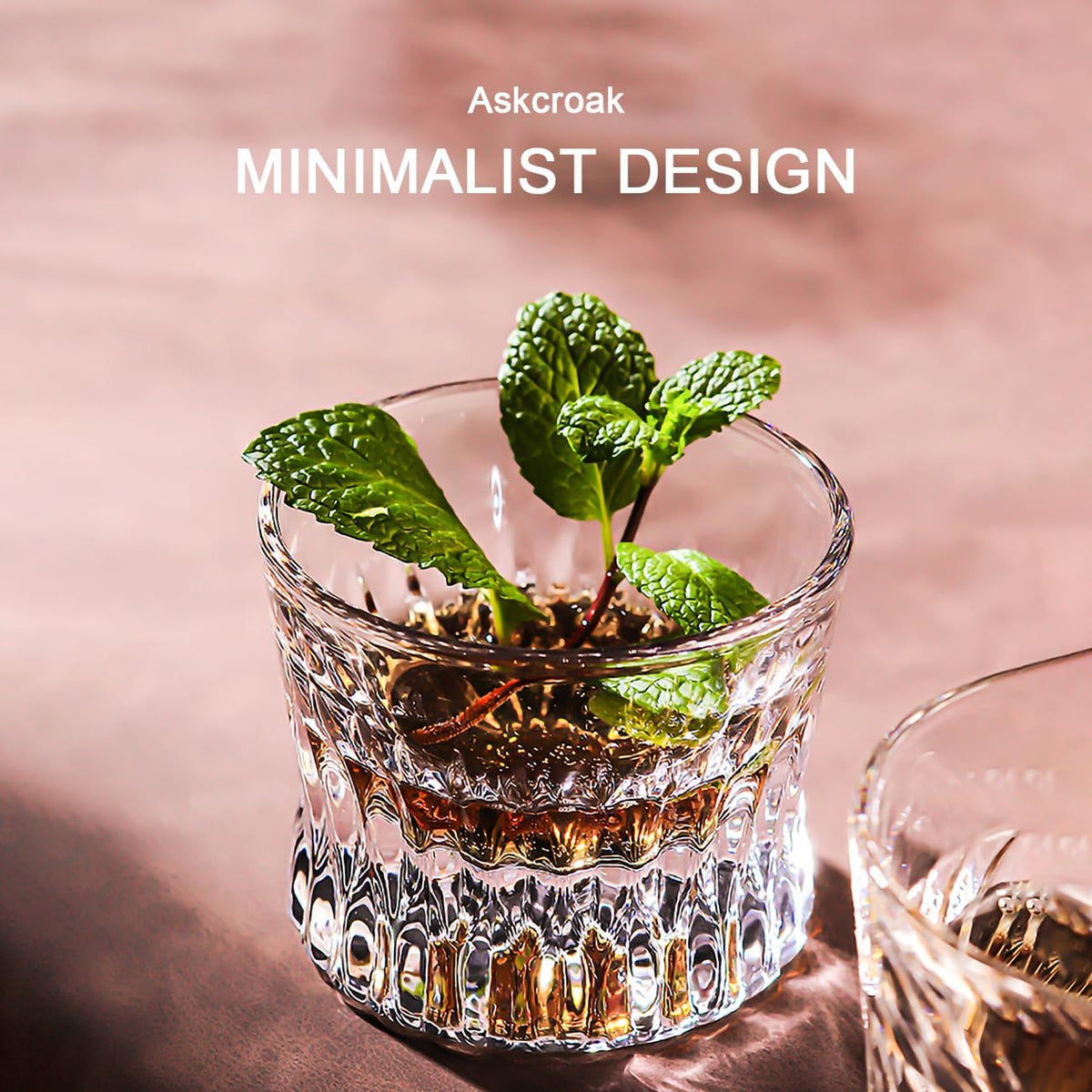 Askcraok Whiskey Glass Set of 2 Old Fashioned Glasses 3.7 Oz for Vodka,Cocktail,Bourbon,Cognac,Rum, Holiday Gifts Transparent 2PCS