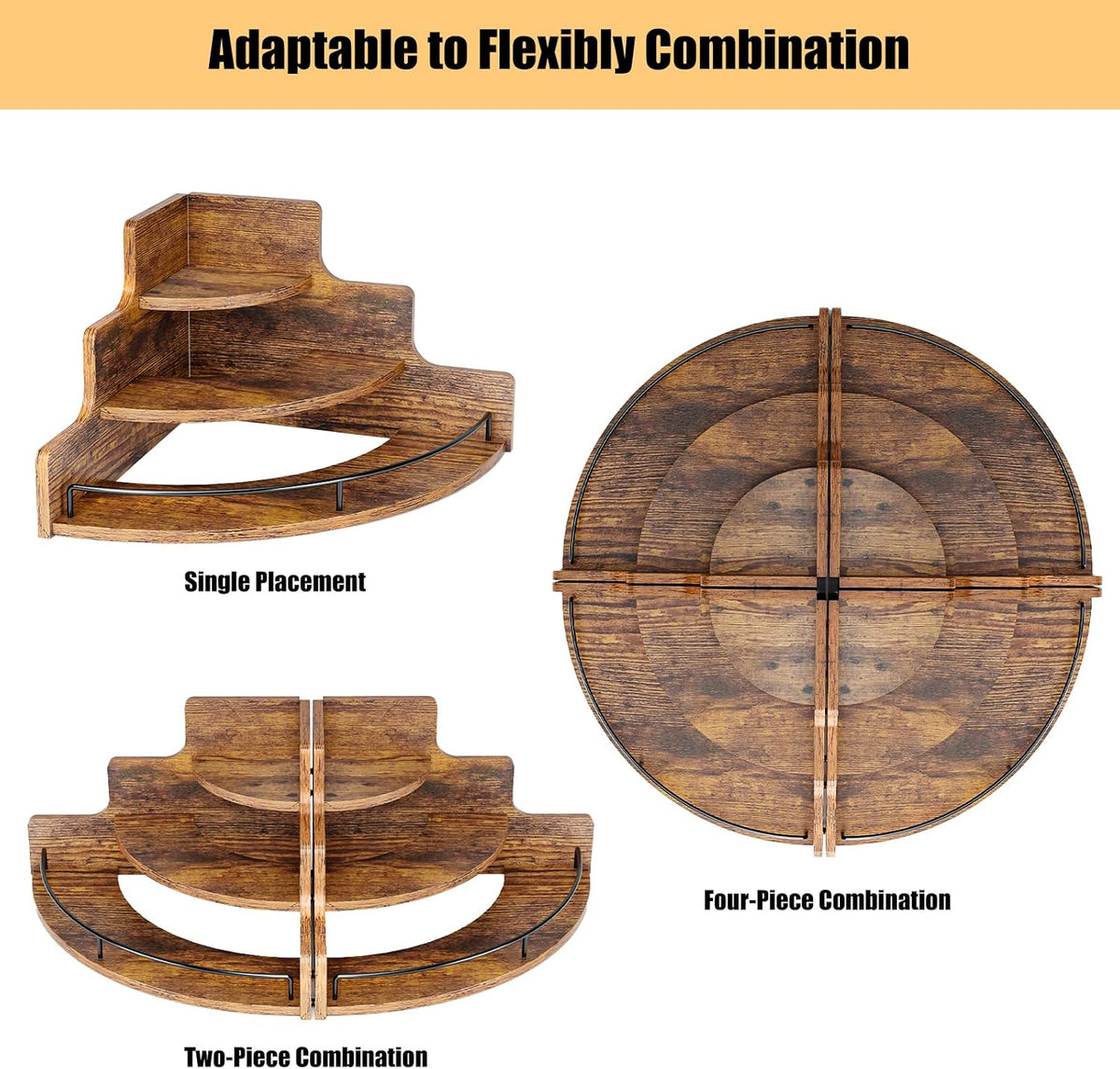 Liquor Bottle Display Corner Shelf, Brown