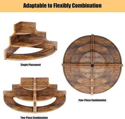 Liquor Bottle Display Corner Shelf, Brown