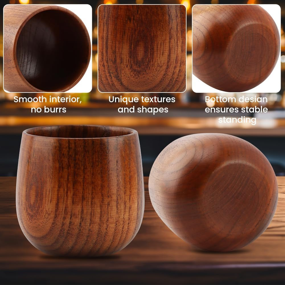 Wooden Whiskey Glasses 2 Pack, Unbreakable Bourbon Drinking Glass Whiskey Tumbler, Old Fashioned Glass for Men, Dad, Husband, No Shatter, Groomsmen Gifts, Dad’S Birthday & Retirement Gift