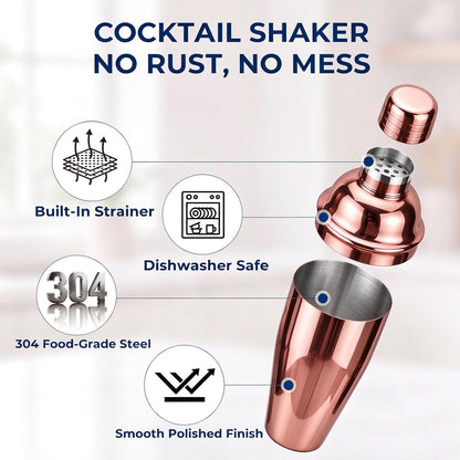 24Oz Cocktail Shaker Set Martini Shaker Set Bartender Set, Rosegold