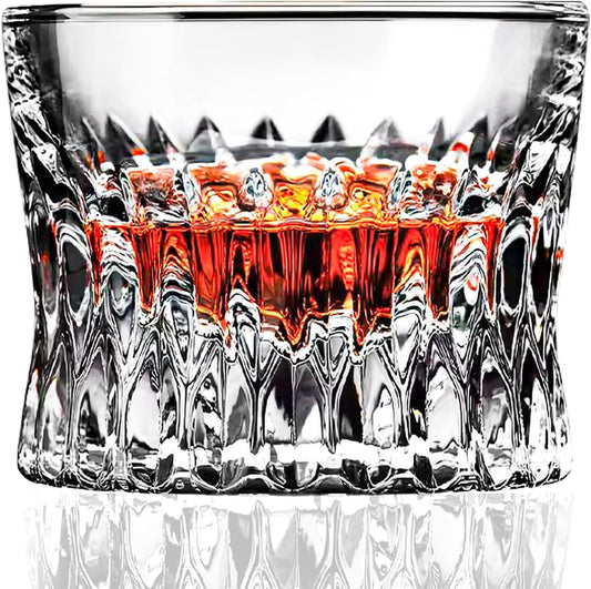 Askcraok Whiskey Glass Set of 2 Old Fashioned Glasses 3.7 Oz for Vodka,Cocktail,Bourbon,Cognac,Rum, Holiday Gifts Transparent 2PCS