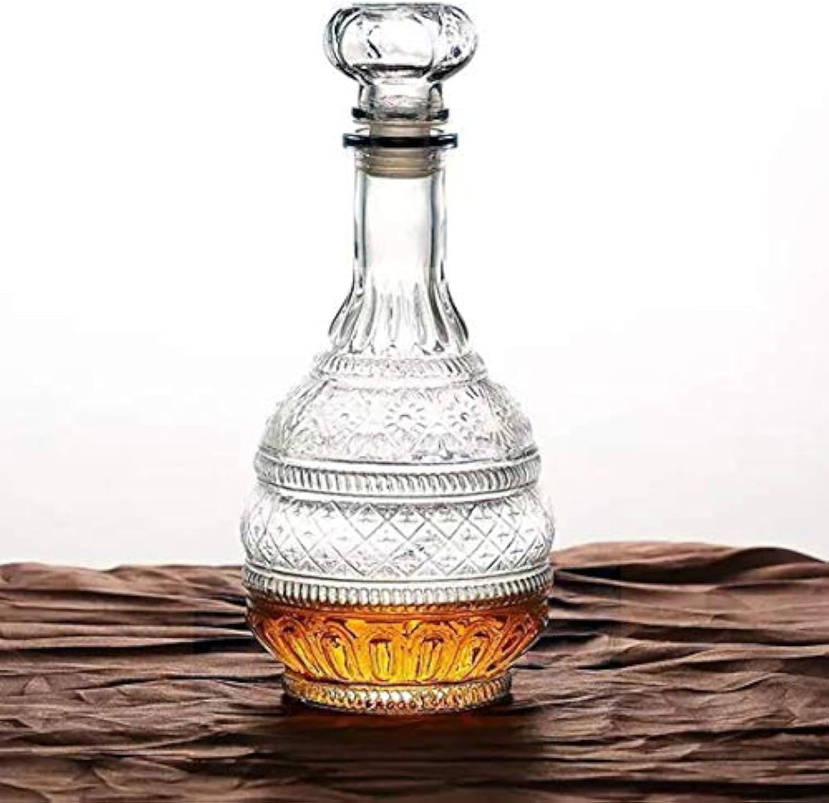 Liquor Decanter, Glass Spirits Decanter with Airtight Stopper, Whiskey Vodka Bourbon Decanter Bottle for Gift, Home, Bar, Party Decor, 34Oz/1000Ml Clear