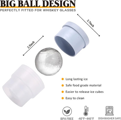 Crystal Whiskey Decanter Set in Gift Box - Includes 4 Crystal Whiskey Glasses and 4 Big Ice Ball Molds - Unique Whiskey Gift for Men