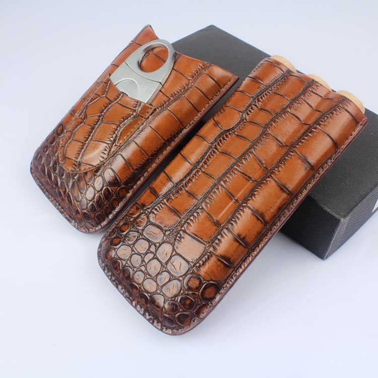 Premium Genuine Crocodile Skin Cigar Case – Luxury Leather Cigar Holder for Men