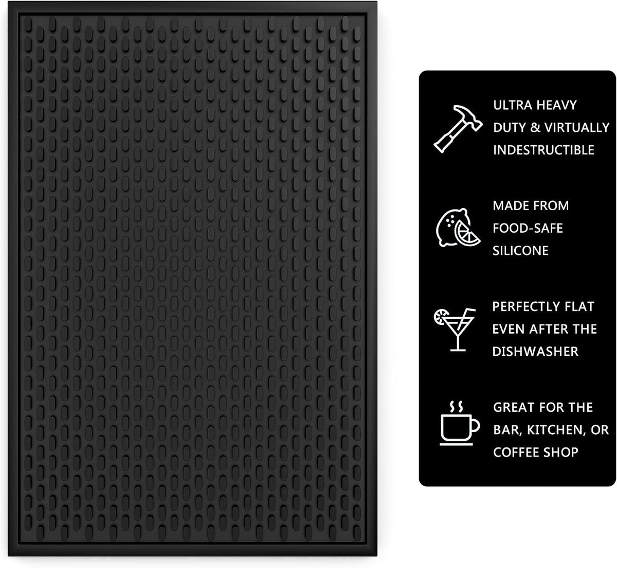 Silicone Bar Mat 2 Pack - 18 X 12 in Coffee Bar Mats for Countertop