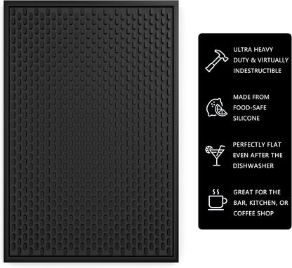 Silicone Bar Mat 2 Pack - 18 X 12 in Coffee Bar Mats for Countertop