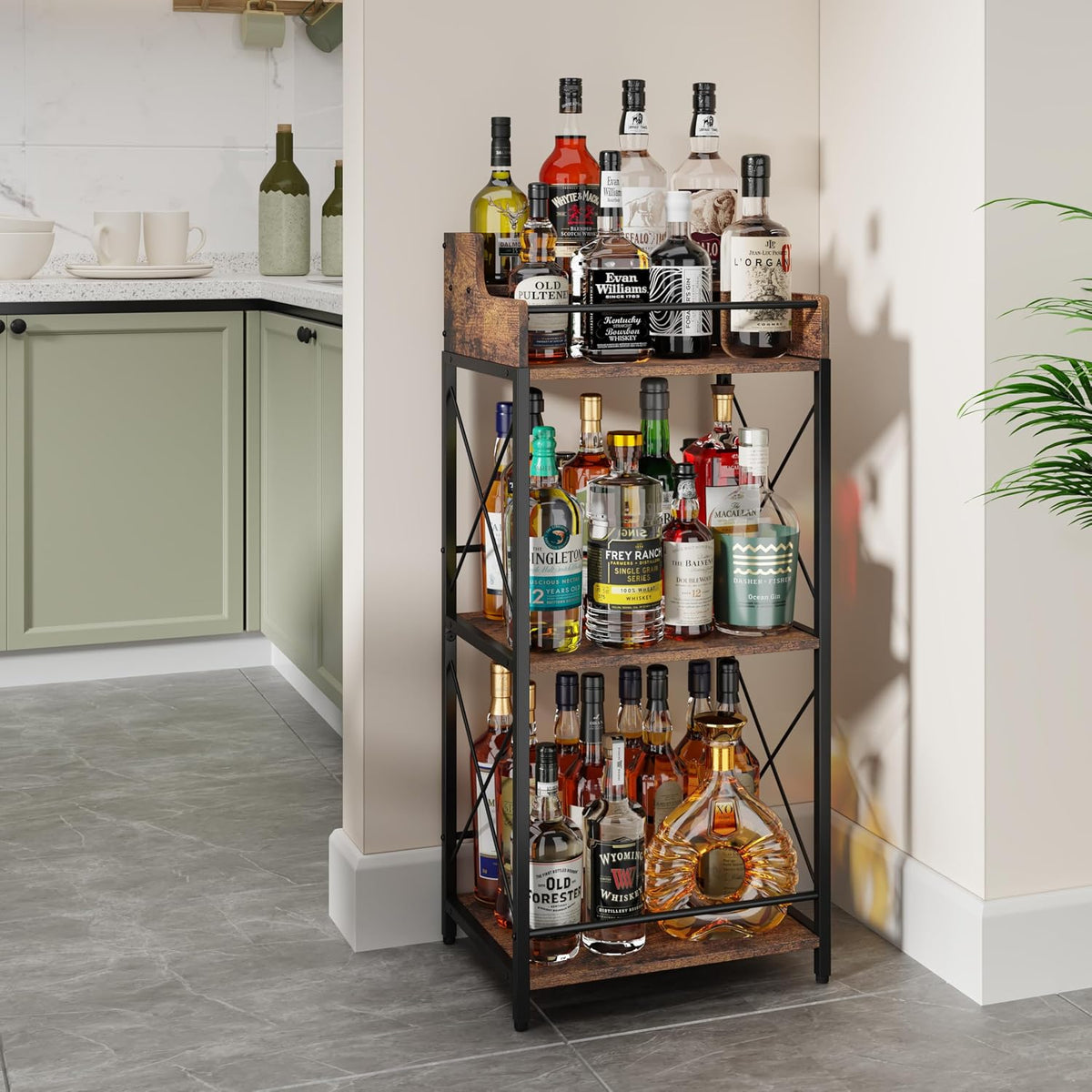 Liquor Bottle Display Shelf, Brown
