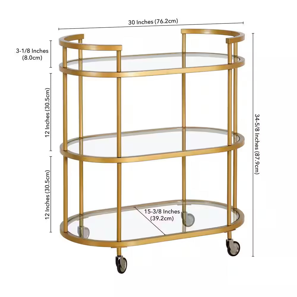 Leif Brass round Bar Cart