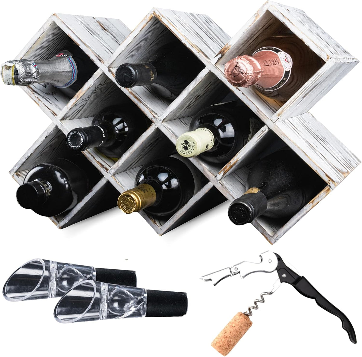 Penitent Man Wooden Wine Rack, Rustic Farmhouse