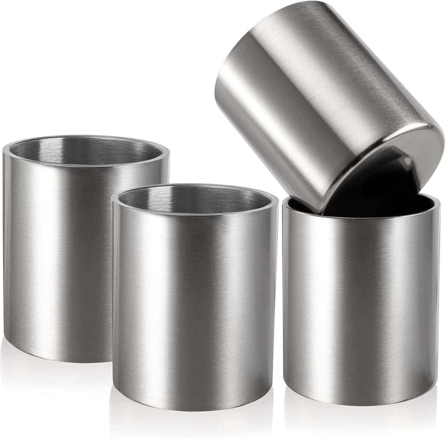 Set of 4 Stainless Steel Whiskey Glasses, 10 Oz Double Wall Tumblers, Unbreakable Old Fashioned Metal Drinking Cups for Beverages, Cocktails, Beer, Great Gift for Men and Whiskey Lover