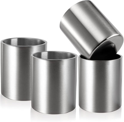 Set of 4 Stainless Steel Whiskey Glasses, 10 Oz Double Wall Tumblers, Unbreakable Old Fashioned Metal Drinking Cups for Beverages, Cocktails, Beer, Great Gift for Men and Whiskey Lover