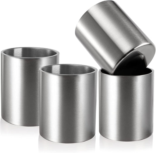 Set of 4 Stainless Steel Whiskey Glasses, 10 Oz Double Wall Tumblers, Unbreakable Old Fashioned Metal Drinking Cups for Beverages, Cocktails, Beer, Great Gift for Men and Whiskey Lover