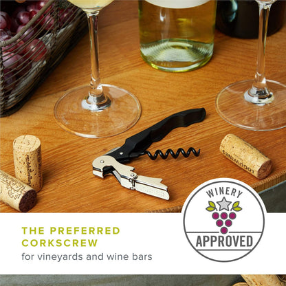 tap Double Hinged Waiter'S Corkscrew Wine Opener, Stainless Steel Wine Bottle Opener with Built in Foil Cutter, Home Bar Tools, Bar Cart Accessories, Wedding Gifts, Set of 1, White