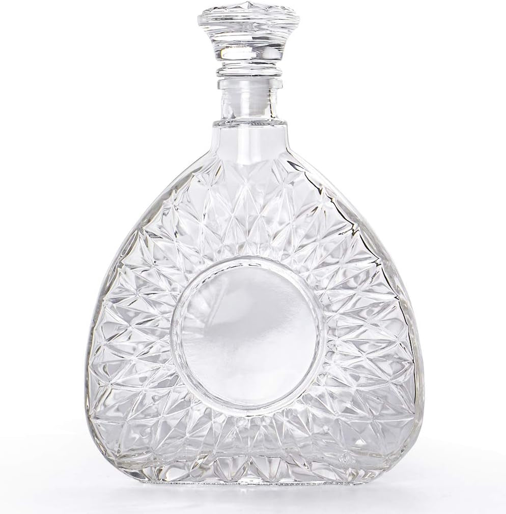 Liquor Decanter, Glass Decanter with Airtight Stopper, Decanter Bottle for Whiskey, Brandy, Scotch, Bourbon, 25Oz/750Ml