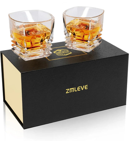 Whiskey Glasses for Men, 9 Oz Crystal Bourbon Glass , Old Fashioned Rocks Barware for Scotch Cognac Vodka Cocktail Rum, Whisky Gifts Set for Father'S Day-2 Pack