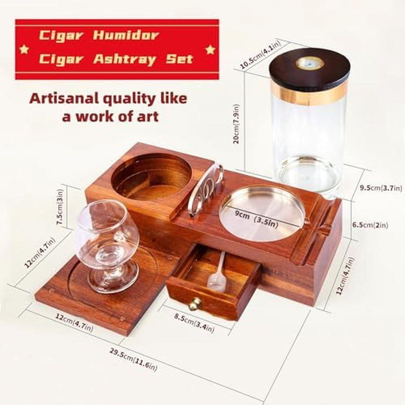 Cigar Humidor and Ashtray Set.Travel Leather Cigar Case,Luxury Men'S Cigar Accessories Gifts