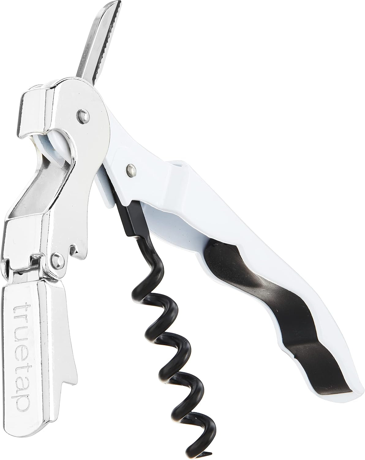tap Double Hinged Waiter'S Corkscrew Wine Opener, Stainless Steel Wine Bottle Opener with Built in Foil Cutter, Home Bar Tools, Bar Cart Accessories, Wedding Gifts, Set of 1, White