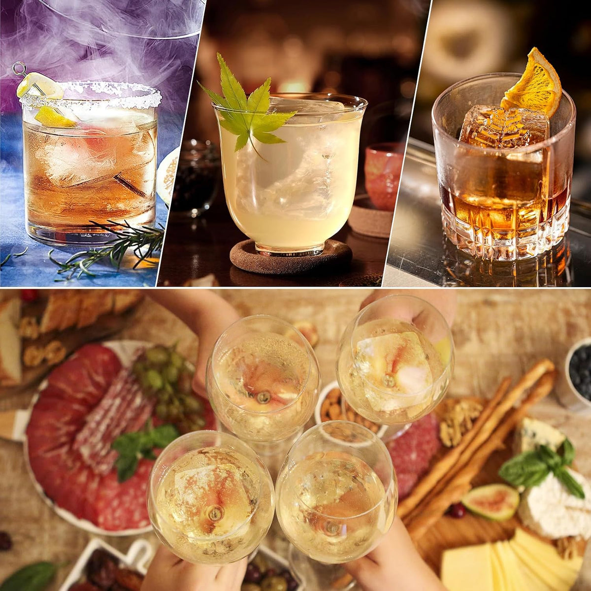 2 Pack Silicone 2 Inch Large Ice Cube Molds for Cocktails Wine Fruit and Bourbon Whiskey Easy Release Ice Cube Tray with Lid Ideal for Cold Drinks and Entertaining Gatherings