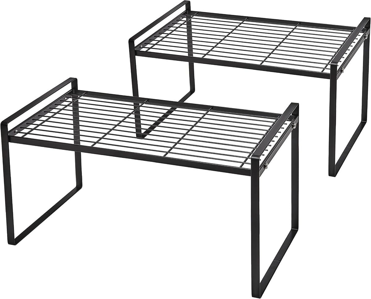 Cabinet Shelf Organizer, Pantry Shelf Rack, Black 16X8.3X9.5
