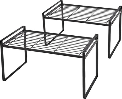 Cabinet Shelf Organizer, Pantry Shelf Rack, Black 16X8.3X9.5
