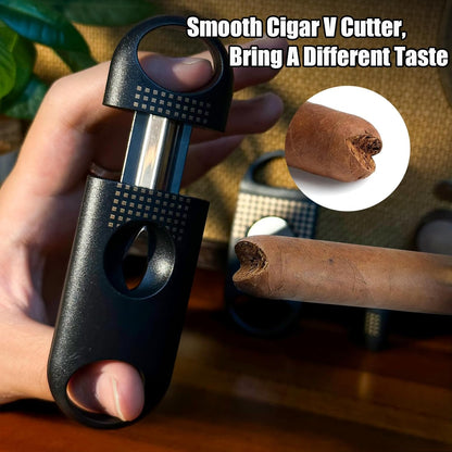 Cigar Cutter Set, with Cigar Straight Cutter, Cigar V Cutter, Cigar Punch, Multi-Functional Cigar Accessories Kit for Cigar Humidor Case, Portable Cigar Tools for Travel Outdoors