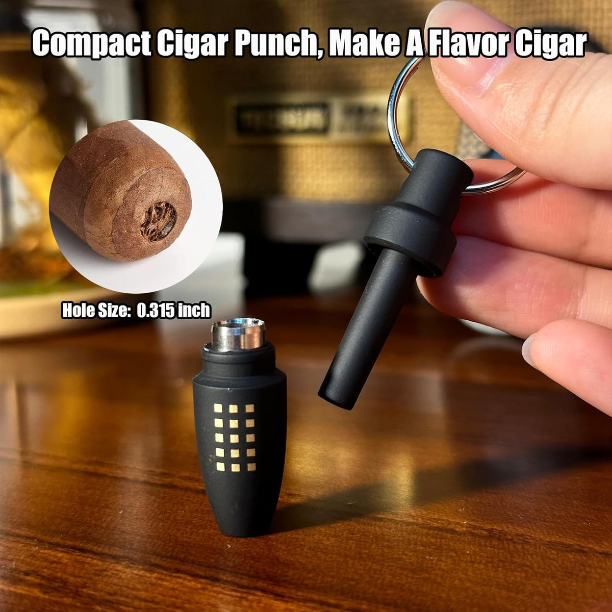 Cigar Cutter Set, with Cigar Straight Cutter, Cigar V Cutter, Cigar Punch, Multi-Functional Cigar Accessories Kit for Cigar Humidor Case, Portable Cigar Tools for Travel Outdoors
