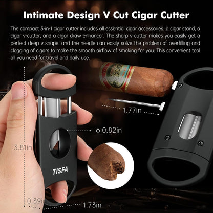 Travel Cigar Humidor and Cigar Ashtray Set