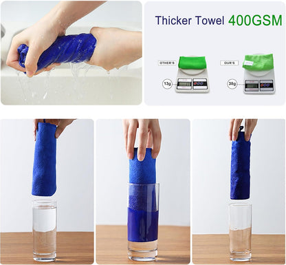 Premium Microfiber Cleaning Cloths, Ultra Absorbent Lint-Free Towels for Kitchen, Glass, Car Care, Stainless Steel & Household Cleaning, 400 GSM, 12" X 12"