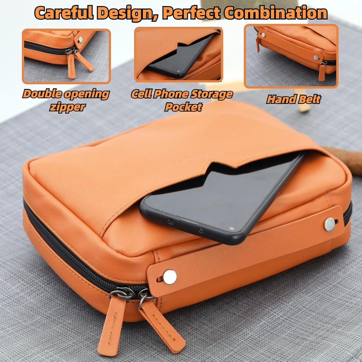Cigar Humidor and Ashtray Set.Travel Leather Cigar Case,Luxury Men'S Cigar Accessories Gifts