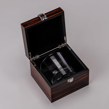 Premium Whiskey Rocks Glass Gift Set with Luxury Wood Gift Box, Crystal Glass Bourbon Rocks Glass for Men, Dad, Husband, Birthday, Retirement, Groomsman, Christmas Gift (Round Orb)
