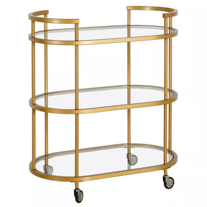 Leif Brass round Bar Cart