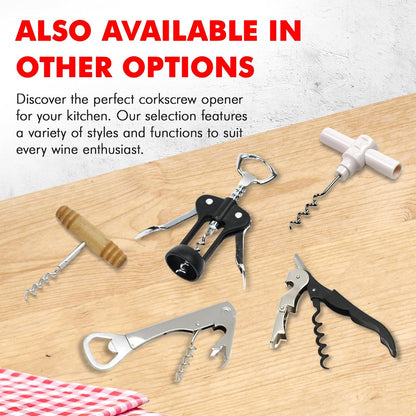 Select Metal Winged Corkscrew, 6.5 Inch, Black and Chrome