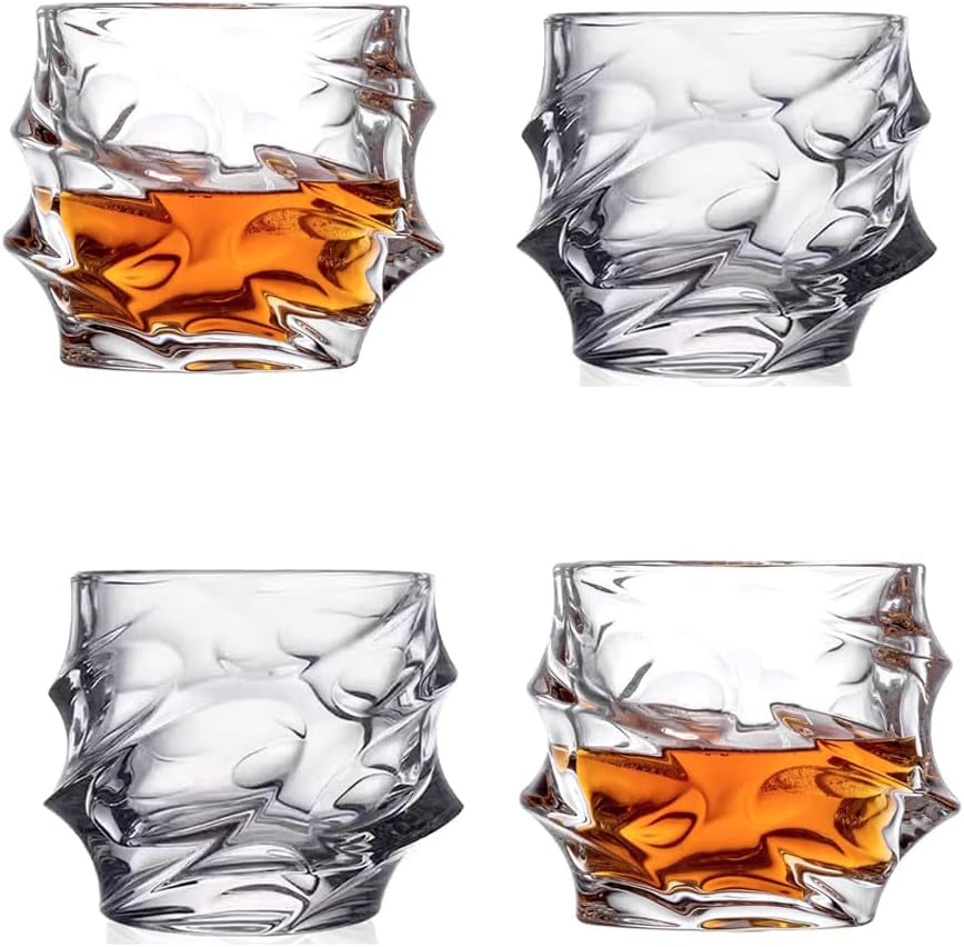 2-Piece Whiskey Glasses Set - High Ball Glasses for Bourbon, Scotch & Cocktails, Thick-Base Heavy Duty Drinking Glasses, Ideal Barware Gift for Men & Whiskey Lovers (Durable & Dishwasher Safe)
