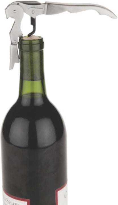 tap Double Hinged Waiter'S Corkscrew Wine Opener, Stainless Steel Wine Bottle Opener with Built in Foil Cutter, Home Bar Tools, Bar Cart Accessories, Wedding Gifts, Set of 1, Silver