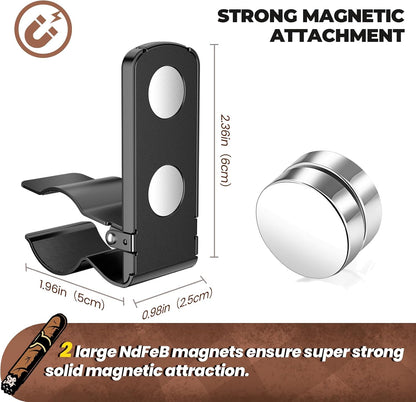 2Pack Cigar Holders, Cigar Clips & Stands, Sturdy Metal Magnetic Cigar Holder for Golf Carts, Yachts, Beach Chairs, Camping. Thoughtful Cigar Gifts for Men