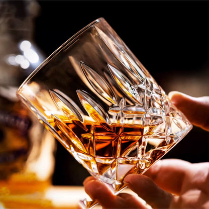 Crystal Cut Whiskey Glasses 6 Pack: 10Oz Ultra-Clear Old Fashioned Glass, Premium Lead-Free Crystal Glass Tumbler for Drinking Bourbon, Scotch, Cognac, Cocktails