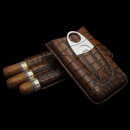 Premium Genuine Crocodile Skin Cigar Case – Luxury Leather Cigar Holder for Men